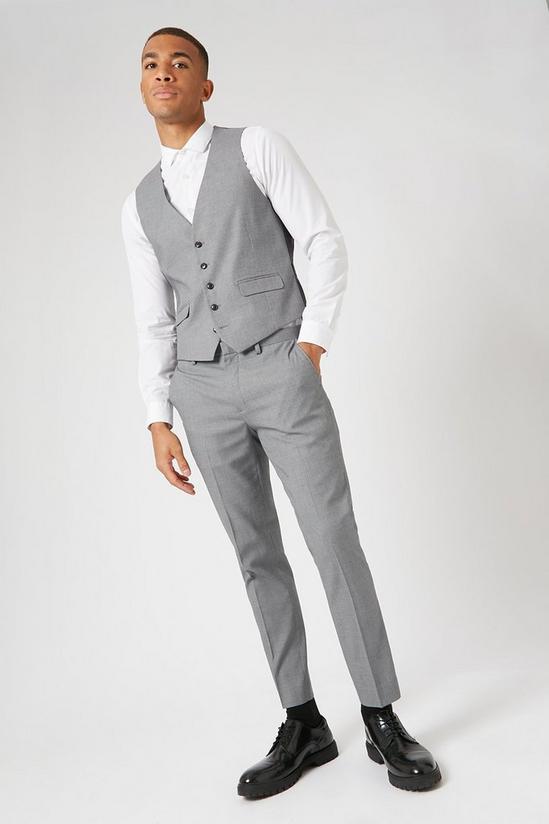 Burton Skinny Fit Grey Step Weave Suit Waistcoat 2