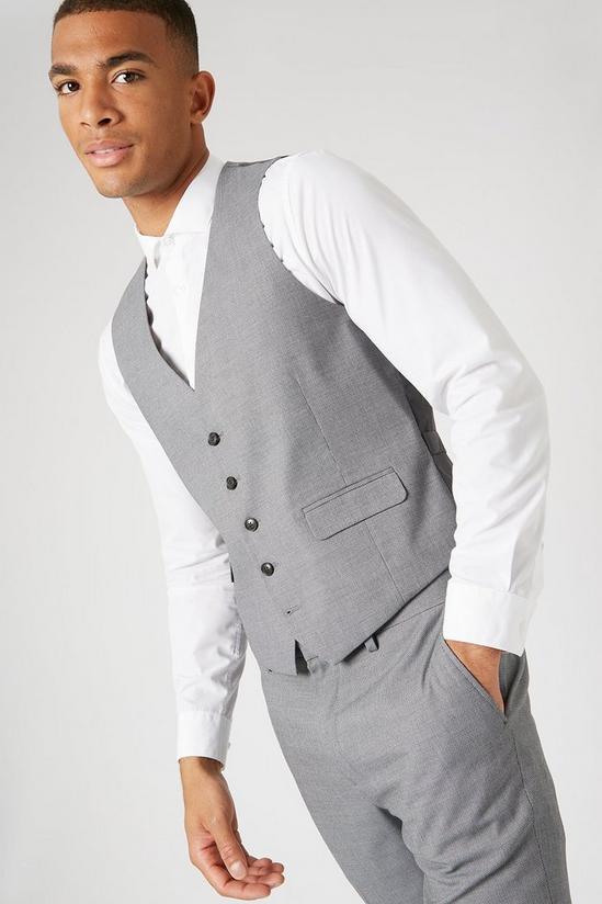 Burton Skinny Fit Grey Step Weave Suit Waistcoat 4