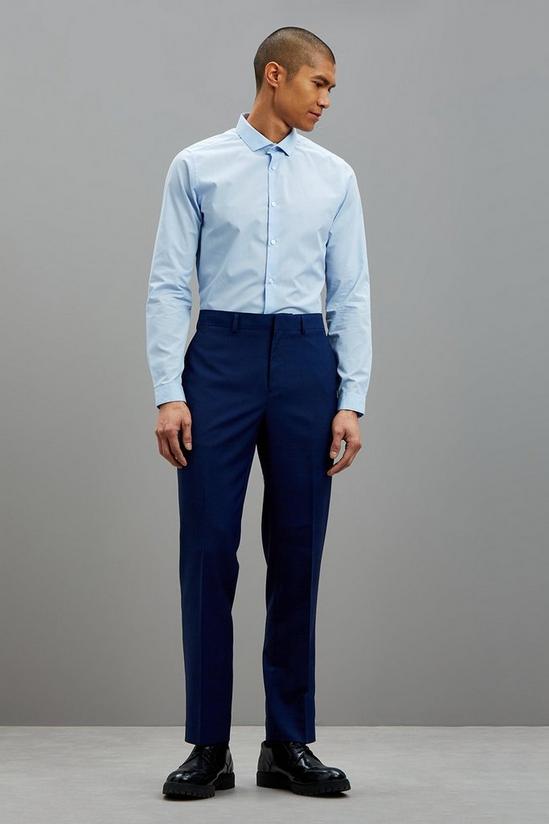 Burton Tailored Fit Blue Self Check Suit Trousers 1