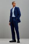 Burton Tailored Fit Blue Self Check Suit Trousers thumbnail 2