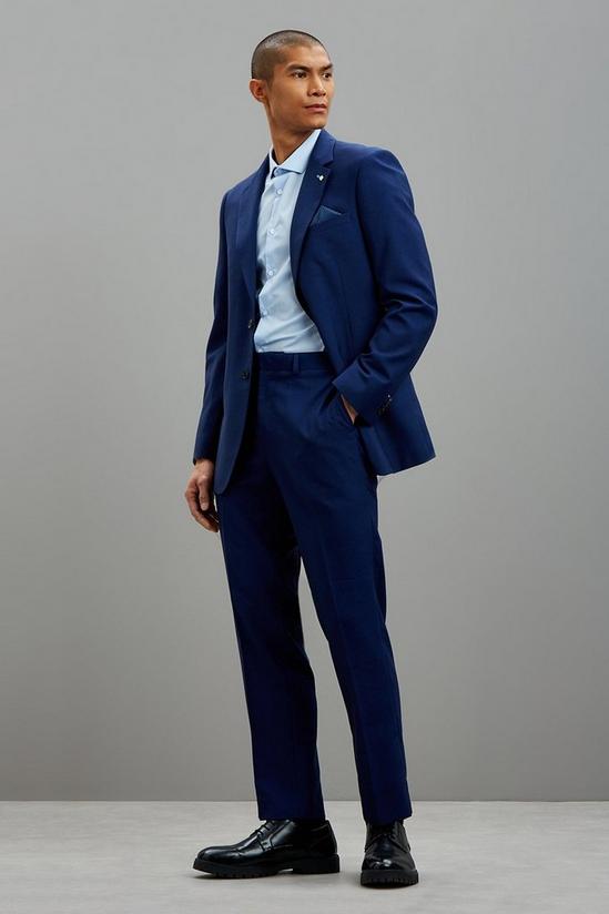 Burton Tailored Fit Blue Self Check Suit Trousers 2
