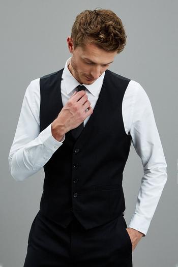 Related Product Slim Fit Black Stretch Tuxedo Waistcoat