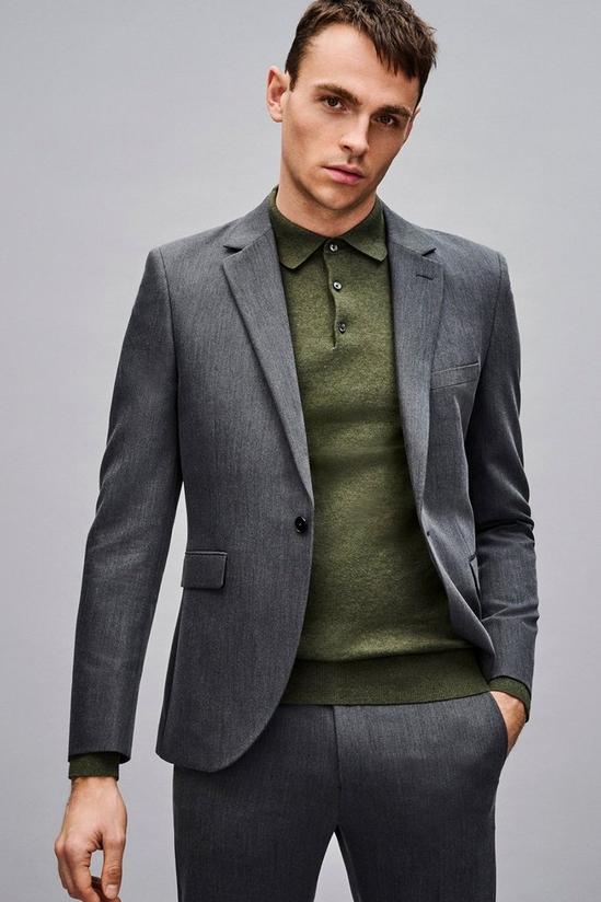 Burton Charcoal Skinny Bi-stretch Suit Jacket 1