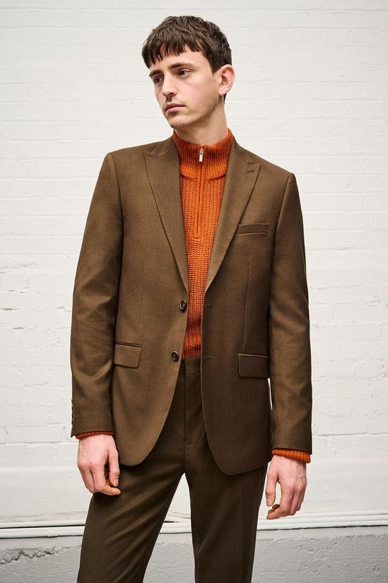 Burton Skinny Fit Brown Bi-stretch Suit Jacket 1