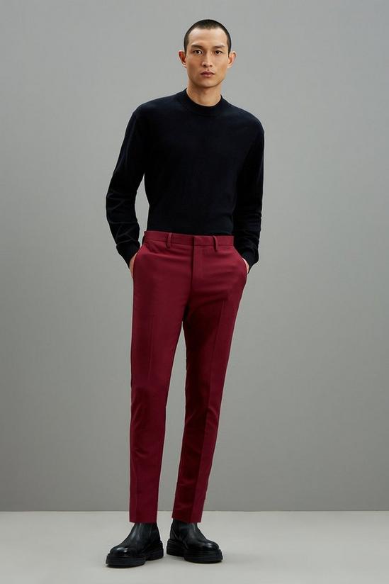 Burton Super Skinny Fit Berry Bi-stretch Crop Suit Trousers 1