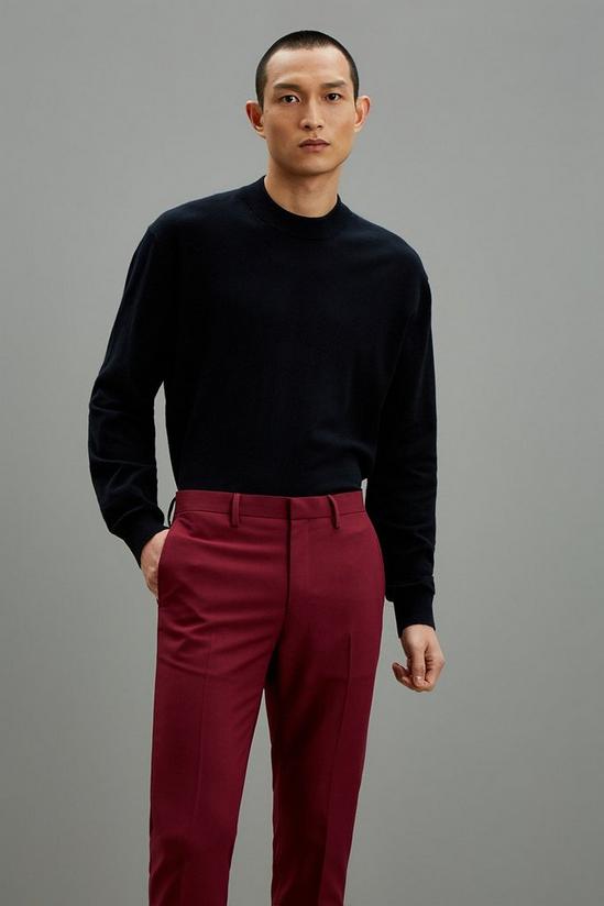 Burton Super Skinny Fit Berry Bi-stretch Crop Suit Trousers 2