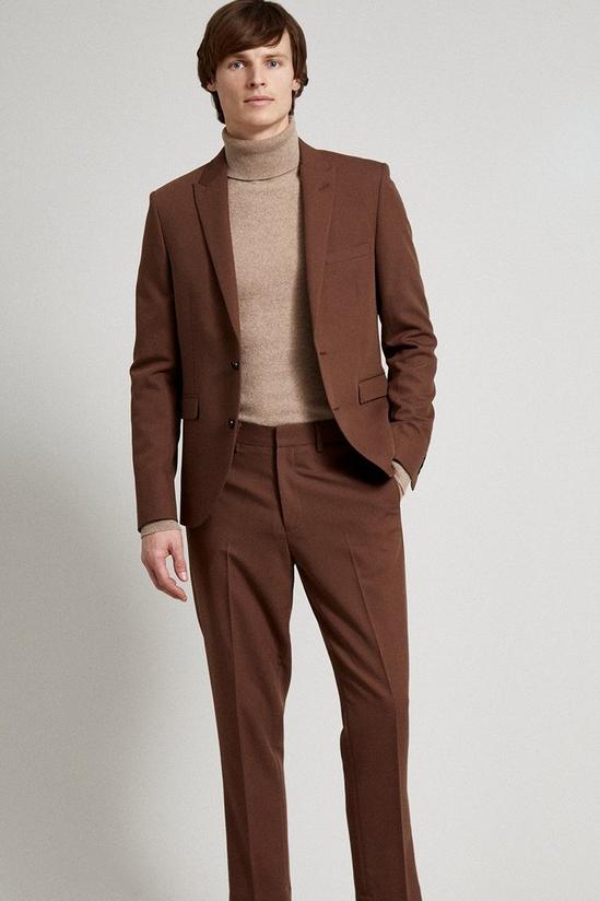 Burton Skinny Fit Brown Crop Bi-stretch Suit Trousers 1