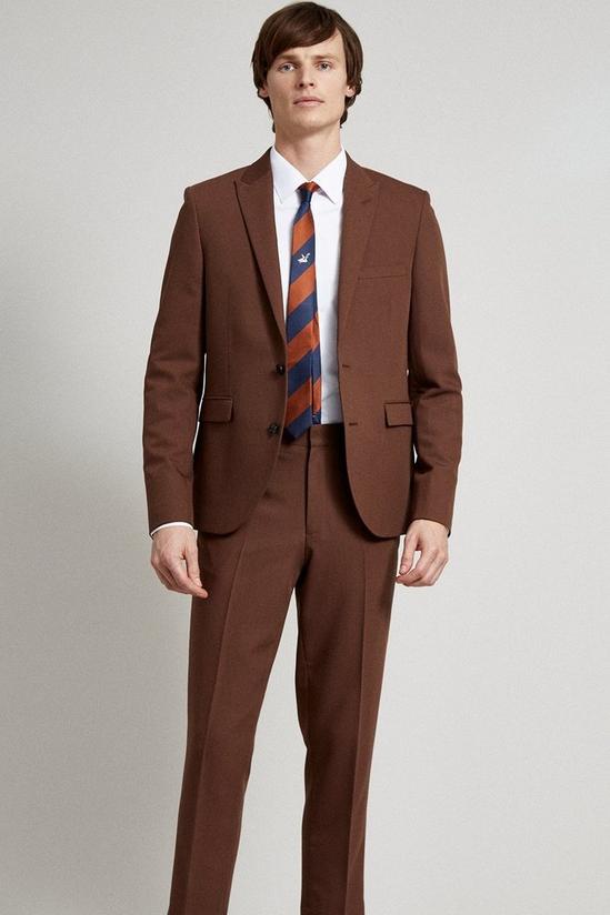 Burton Skinny Fit Brown Crop Bi-stretch Suit Trousers 2