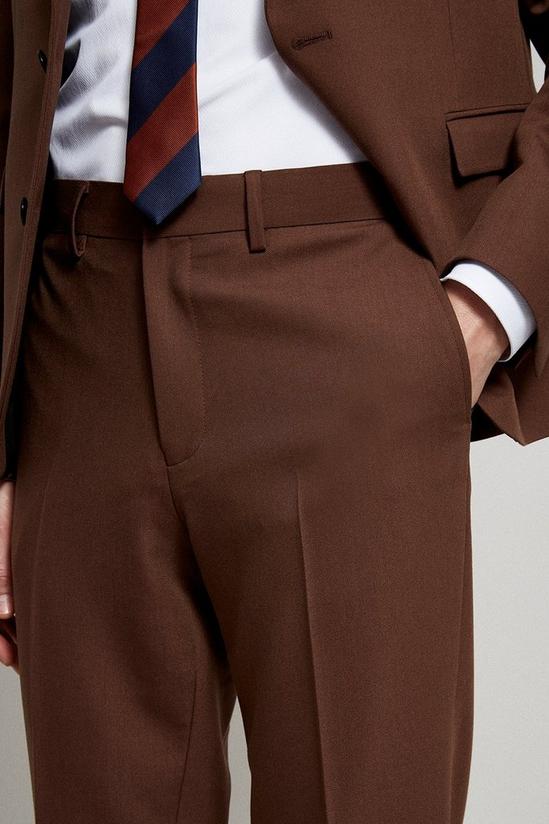 Burton Skinny Fit Brown Crop Bi-stretch Suit Trousers 4