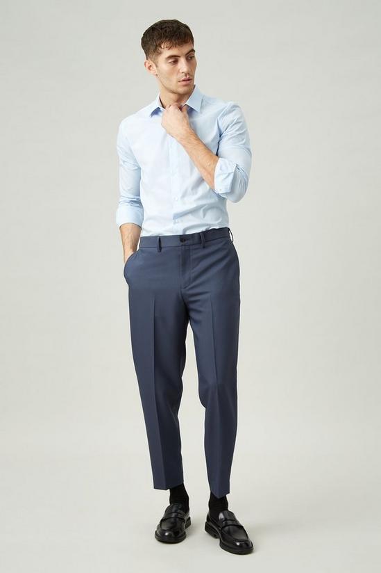 Burton Relaxed Tapered Fit Blue Bi-stretch Suit Trousers 1