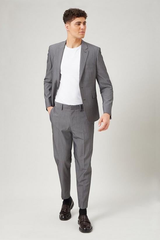 Burton Grey Stripe Skinny Fit Suit Jacket 1