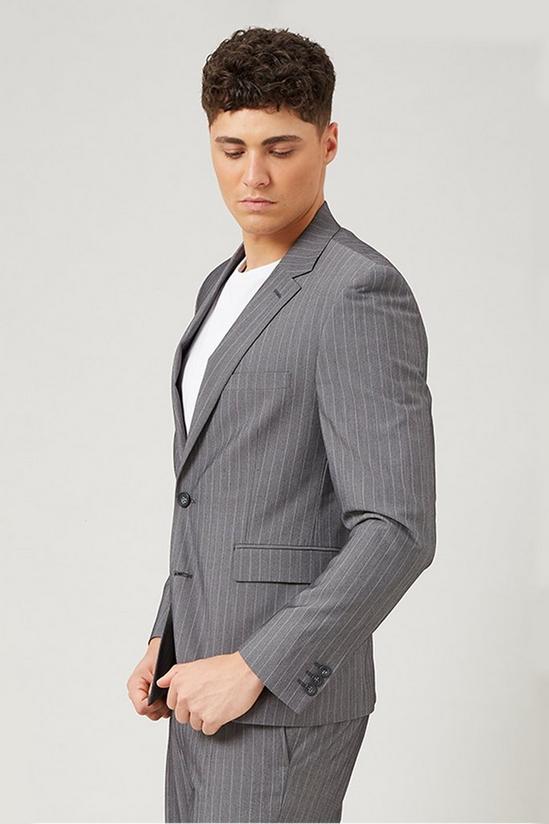 Burton Grey Stripe Skinny Fit Suit Jacket 4