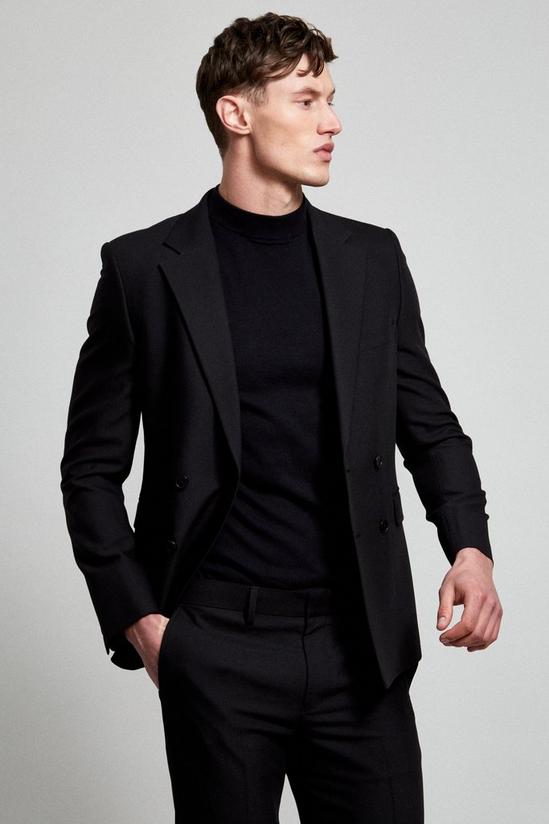 Burton Black Super Skinny Bi-stretch Double Breasted Suit Jacket 1