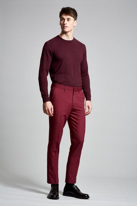 Burton Skinny Fit Crop Burgundy Bi-stretch Suit Trousers 1