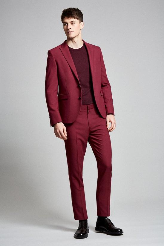 Burton Skinny Fit Crop Burgundy Bi-stretch Suit Trousers 2