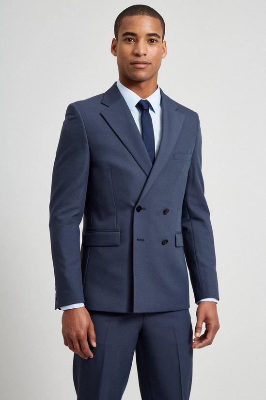 Burton Blue Skinny Bi-stretch Double Breasted Suit Jacket 1