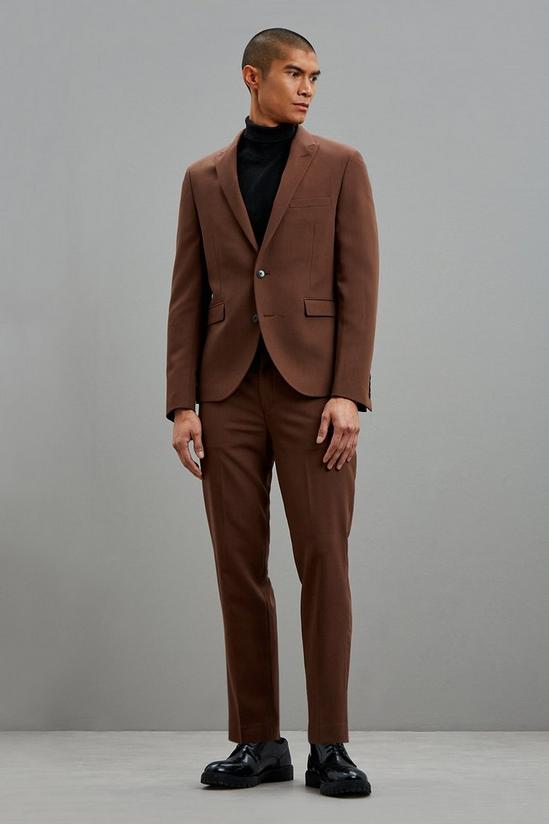 Burton Super Skinny Fit Brown Bi-stretch Suit Jacket 1