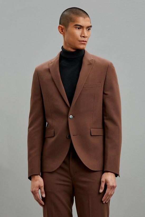 Burton Super Skinny Fit Brown Bi-stretch Suit Jacket 2