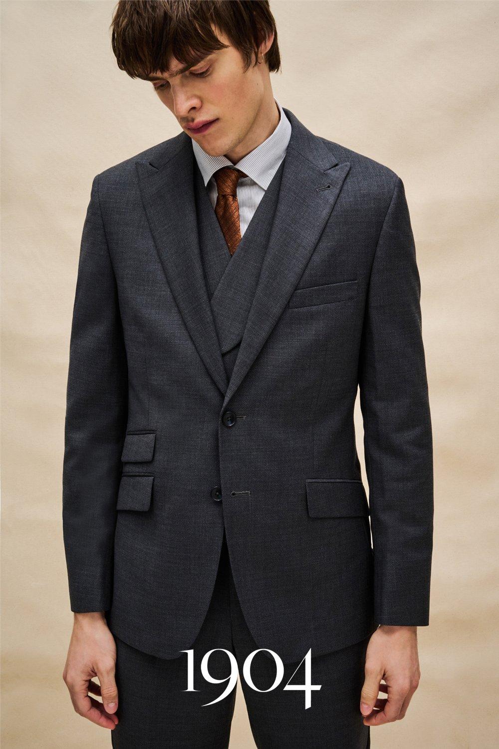 Mens 1904 Tailored Fit Grey Pindot Wool Jacket product