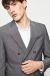 Burton Slim Fit Grey Stripe Double Breasted Suit Jacket thumbnail 1