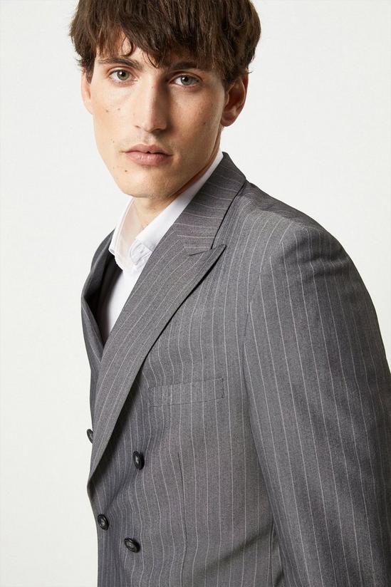 Burton Slim Fit Grey Stripe Double Breasted Suit Jacket 4