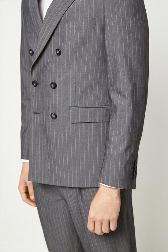 Burton Slim Fit Grey Stripe Double Breasted Suit Jacket 6
