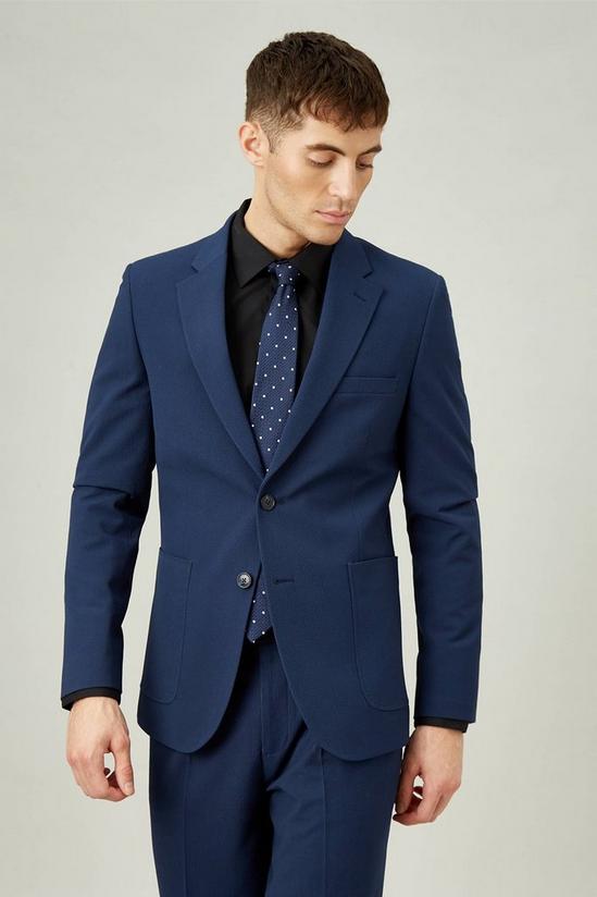 Burton Slim Fit Navy Seersucker Suit Jacket 1