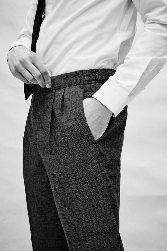 Burton 1904 Charcoal Twist Wool Turn Up Trousers 3
