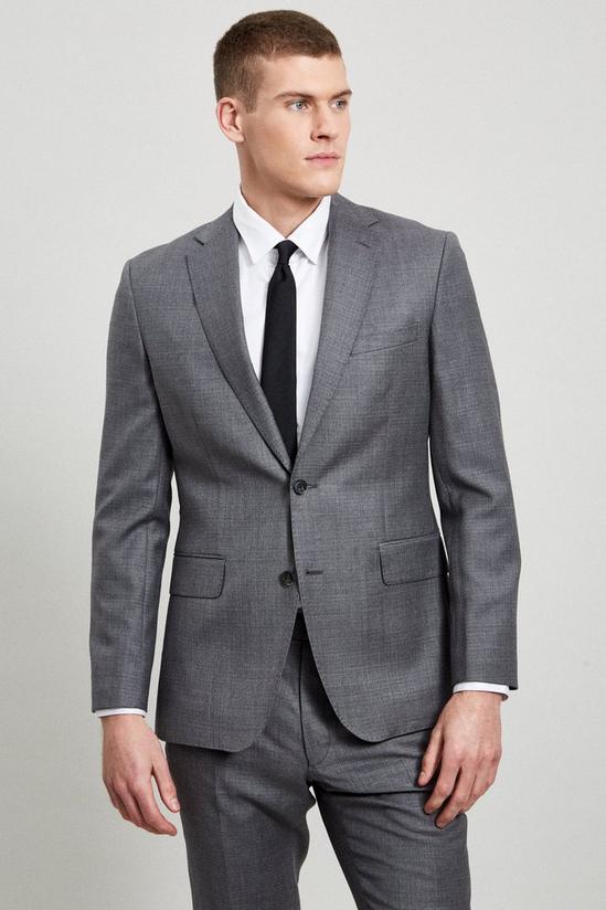 Burton Premium Grey Semi Plain Wool Suit Jacket 2