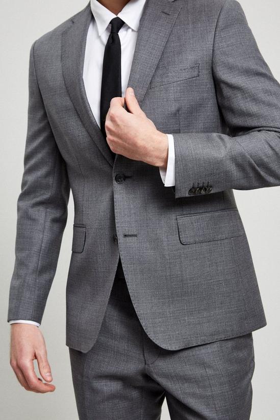 Burton Premium Grey Semi Plain Wool Suit Jacket 4