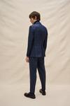 Burton 1904 Slim Fit Navy Checked Double Breasted Wool Blend Suit Jacket thumbnail 4