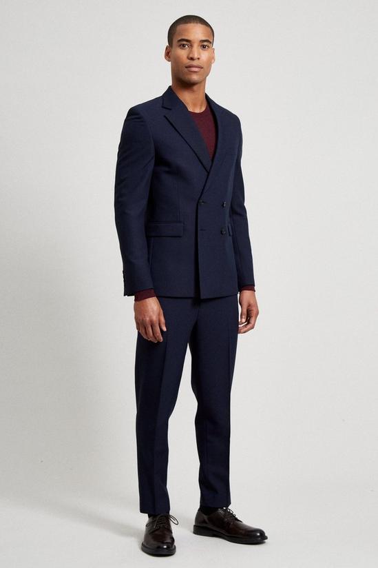 Burton Skinny Fit Navy Double Breasted Bi-Stretch Suit Jacket 2
