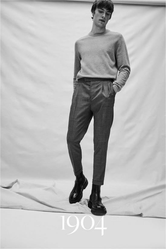 Burton 1904 Slim Fit Grey Basketweave Suit Trousers 1