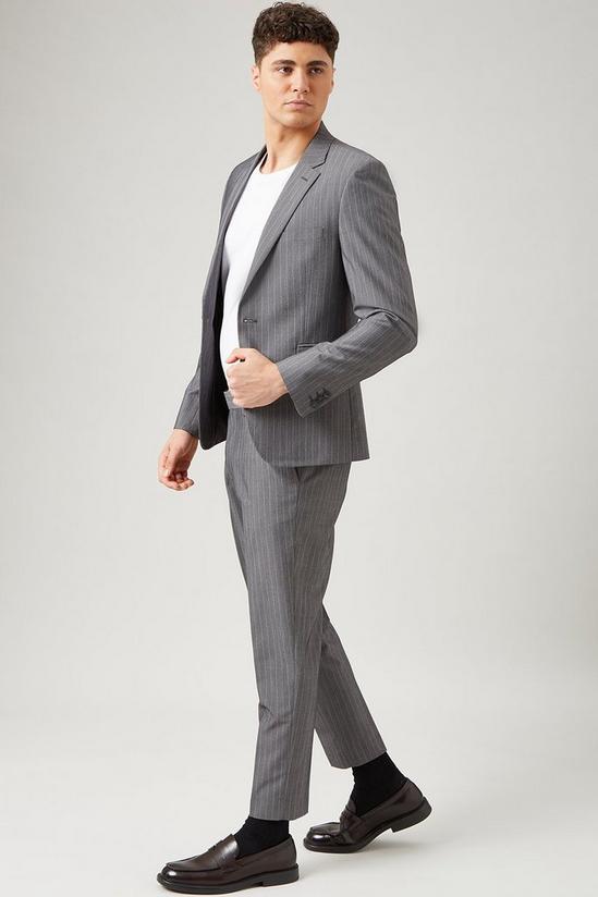Burton Stripe Skinny Fit Grey Crop Suit Trousers 2
