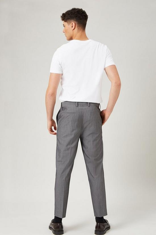 Burton Stripe Skinny Fit Grey Crop Suit Trousers 3