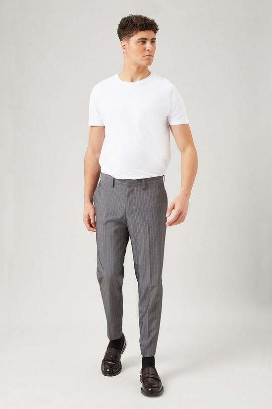 Burton Stripe Skinny Fit Grey Crop Suit Trousers 4