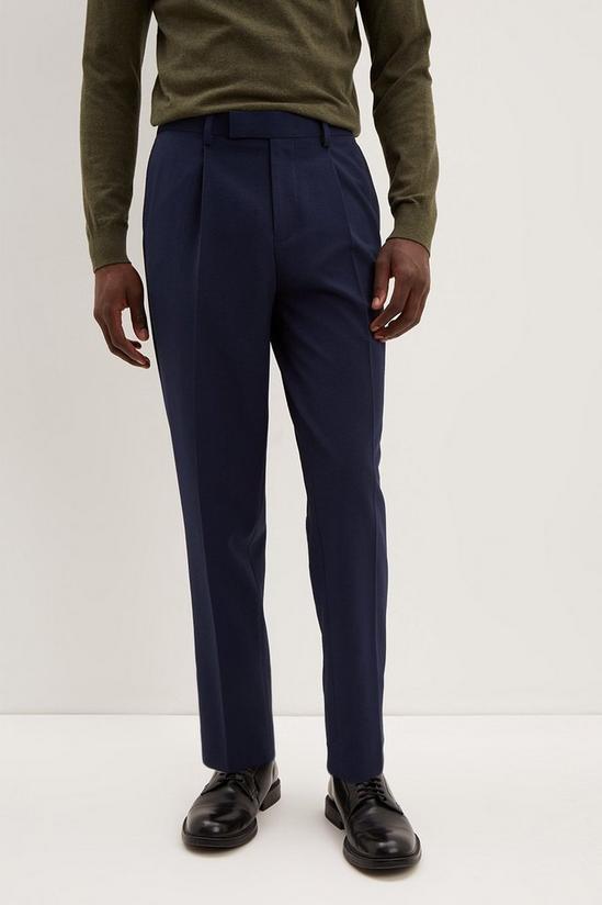 Burton Slim Tapered Fit Navy Seersucker Suit Trousers 2