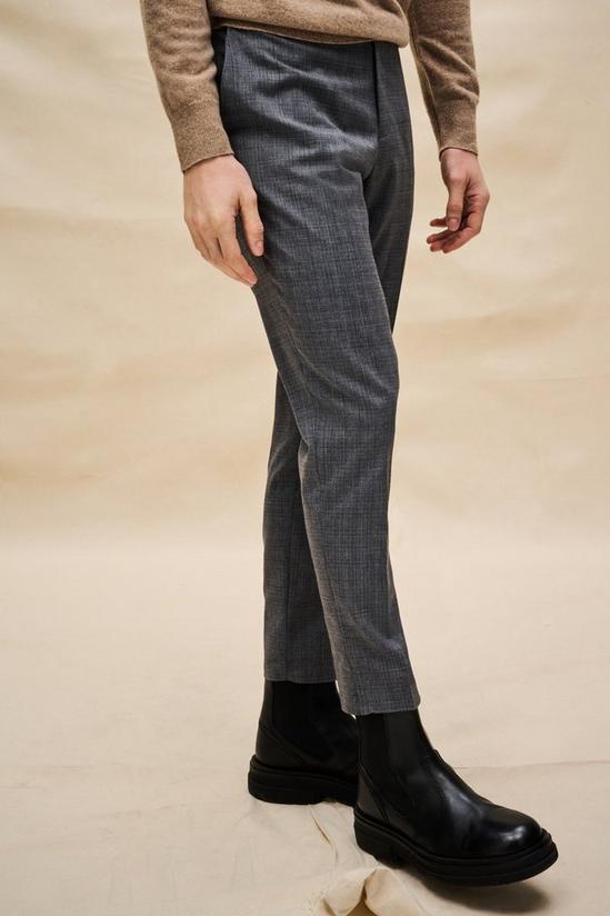 Burton 1904 Tapered Fit Grey Basketweave Wool Suit Trousers 2