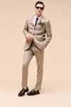 Burton Slim Fit Camel Textured Suit Trousers thumbnail 1