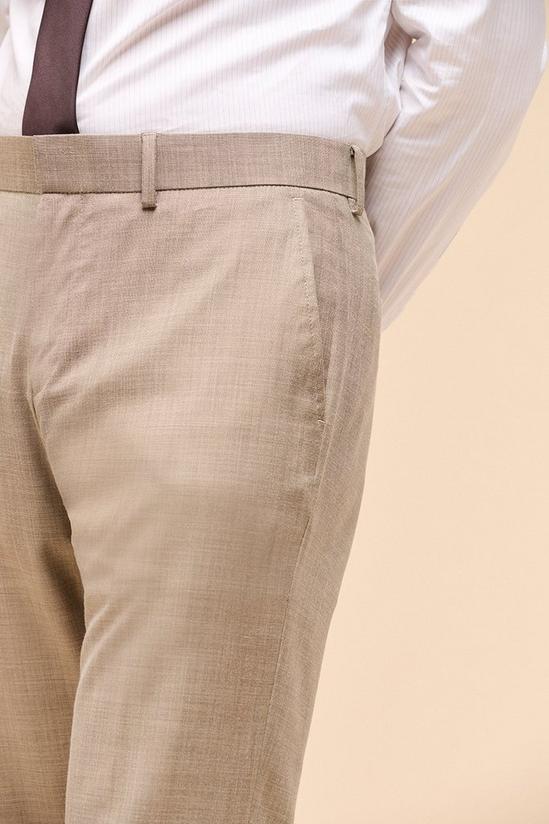 Burton Slim Fit Camel Textured Suit Trousers 2