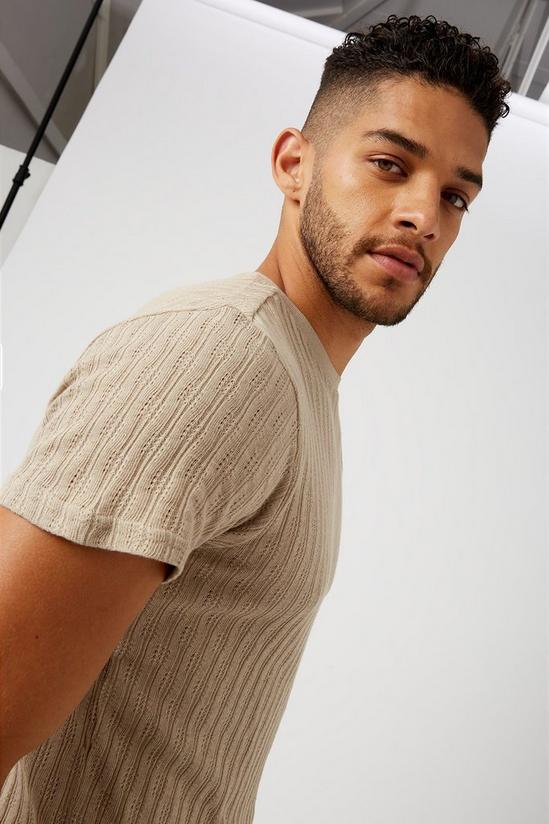 Burton Brown Muscle Fit Ribbed Textured T-shirt 4
