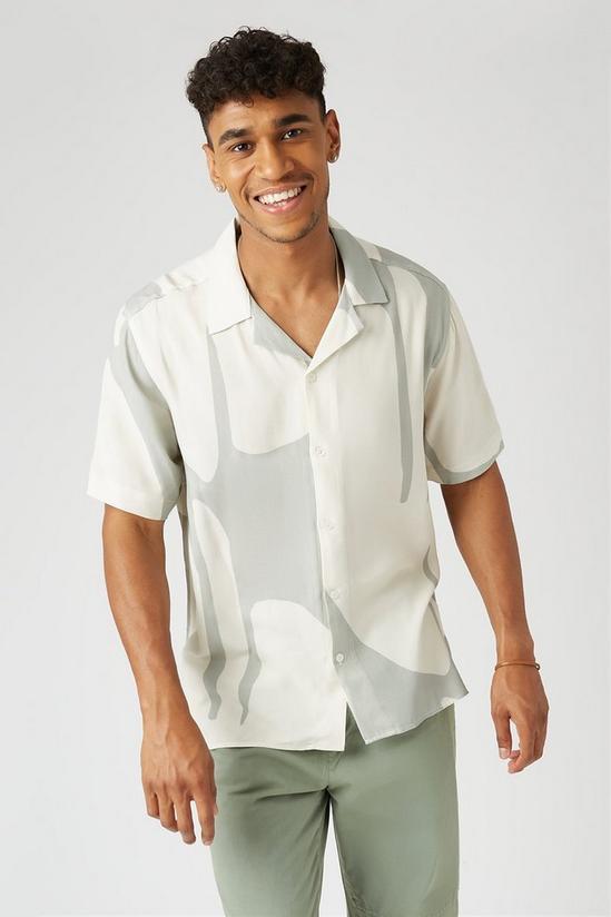 Burton Revere Collar Short Sleeve Printed Shirt 1