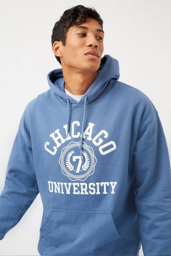 Burton Blue Oversize Chicago University Print Hoodie 1