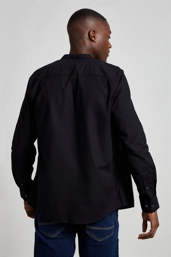 Burton Long Sleeve Grandad Collar Black Oxford Shirt 3