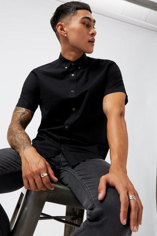 Burton Short Sleeve Black Oxford Shirt 1