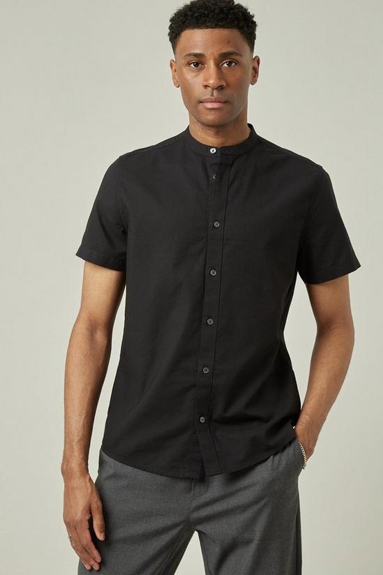Burton Short Sleeve Grandad Black Oxford Shirt 1