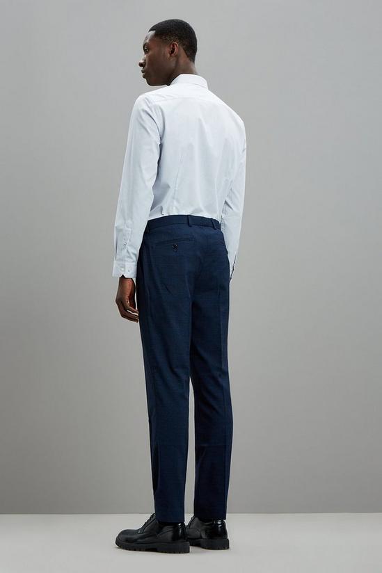Burton Tailored Fit Navy Tonal Check Trousers 3