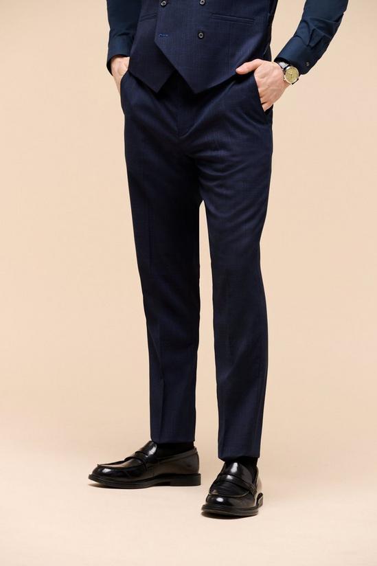 Burton Slim Fit Navy Textured Suit Trousers 1