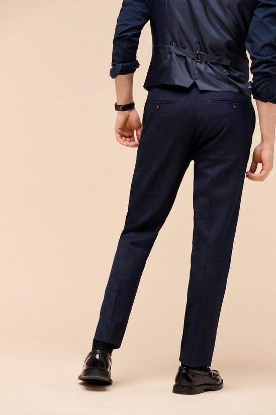 Burton Slim Fit Navy Textured Suit Trousers 3