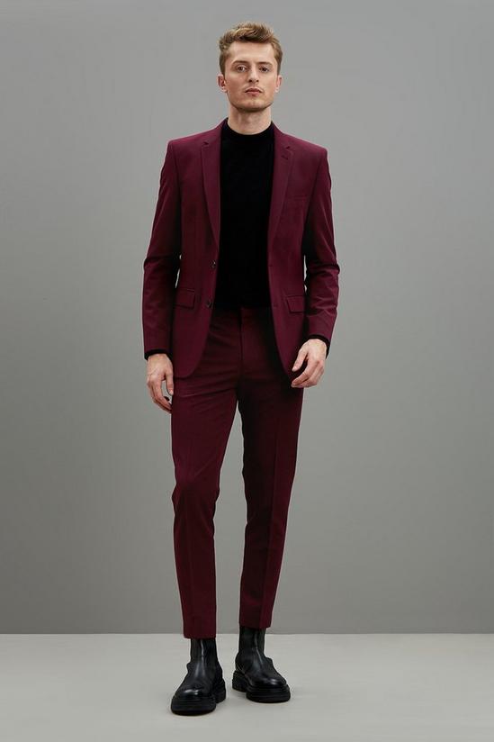 Burton Skinny Fit Burgundy Bi-Stretch Suit Jacket 2